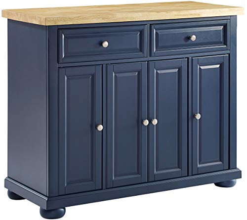 Crosley Furniture KF30031ANV 麦迪逊厨房岛，带屠夫座顶部，海军蓝...
