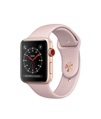 Apple 手表系列 3（GPS + 蜂窝网络，42 毫米）- 金色铝制表壳搭配粉沙色运动表带（更新）