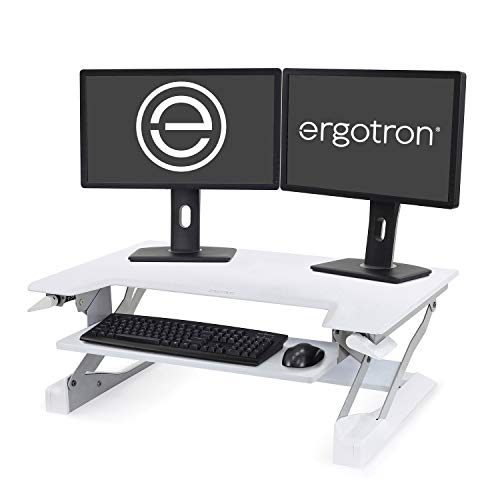Ergotron -WorkFit-T站立式办公桌转换器-台式-35英寸，白色