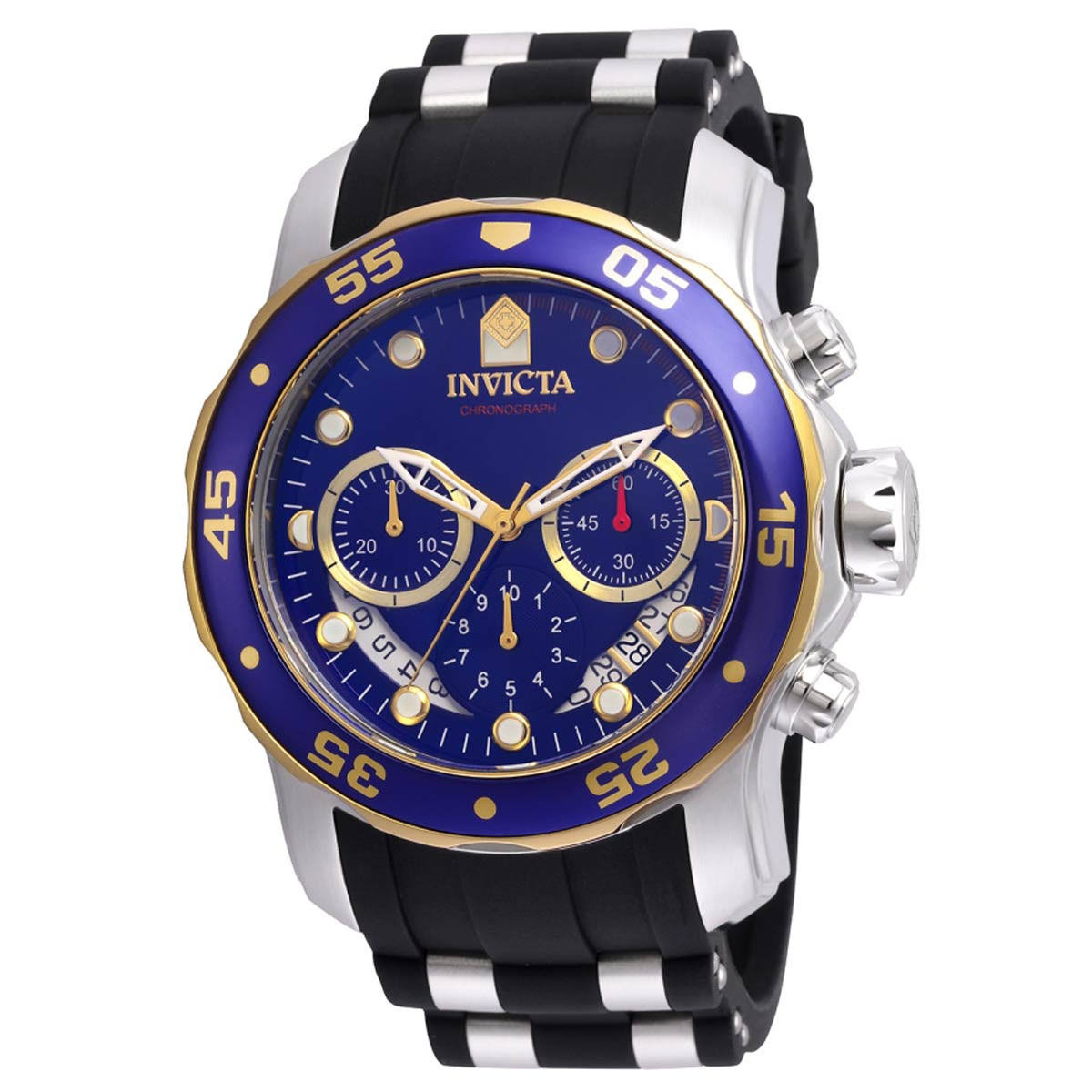 Invicta 男士“ Pro Diver”石英不锈钢和硅胶休闲手表，颜色：黑色（型号：22971）...