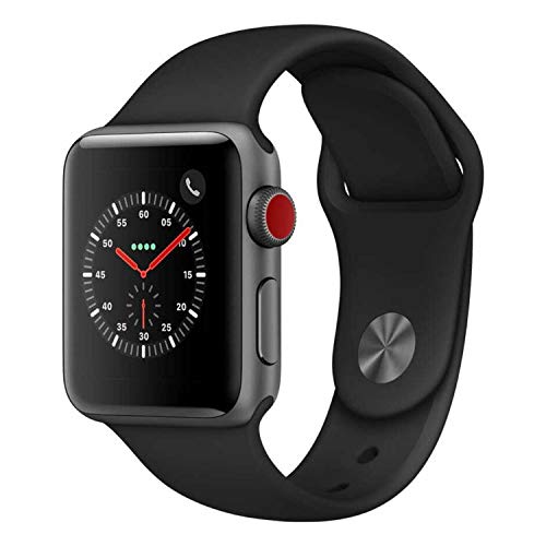 Apple 手表系列 3（GPS + 蜂窝网络，38 毫米）- 深空灰色铝制表壳搭配黑色运动表带（更新）
