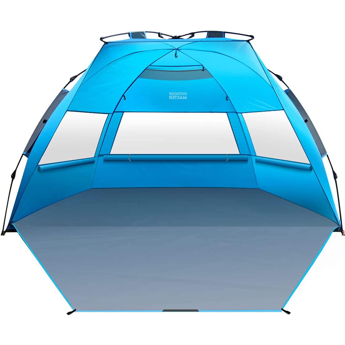 OutdoorMaster 弹出式 3-4 人海滩帐篷 超大 - 易于安装，便携式海滩遮阳篷折叠遮阳篷，UPF 50+ 紫外线防护 可拆卸天窗 家庭尺寸