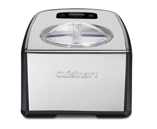 Cuisinart ICE-100 1.5 夸脱冰淇淋和冰淇淋机，全自动，配有商用品质压缩机和 2 个桨，10 分钟保持凉爽功能，黑色和不锈钢