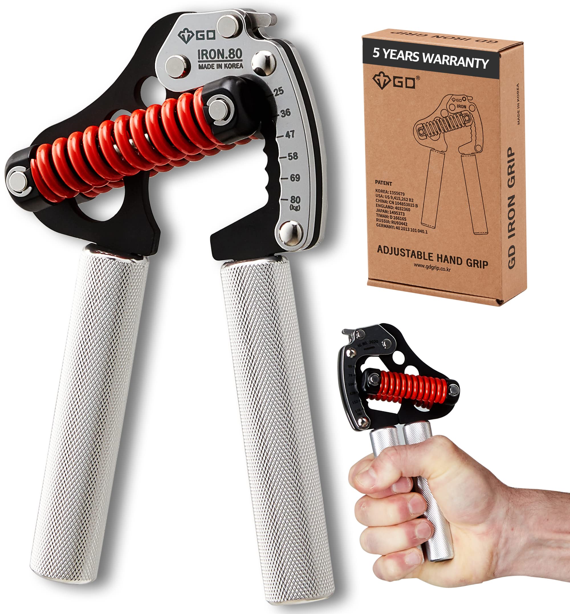 GD Iron Grip 握力加强器（可调节握力器，用于力量训练）手腕和前臂力量训练器