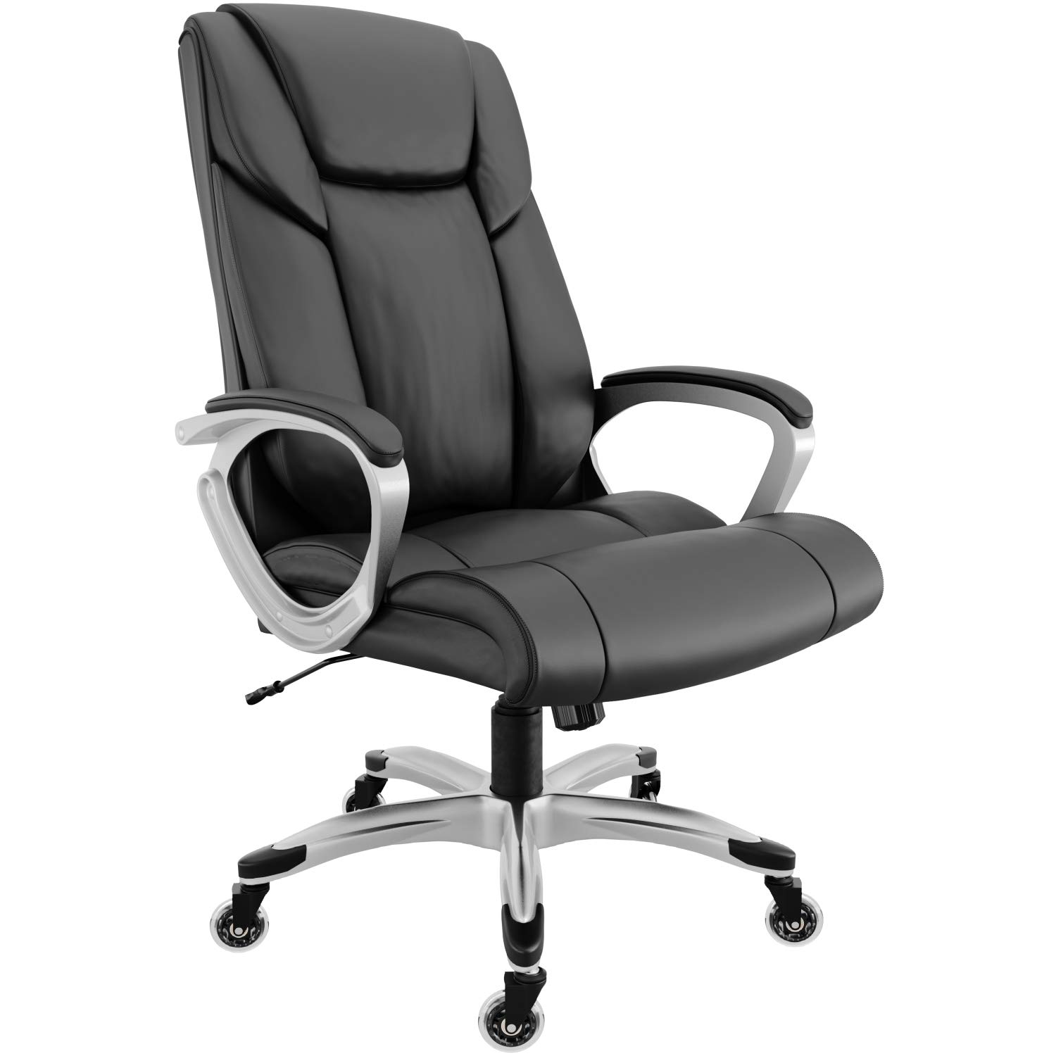 RIF6 带高级直排滑轮脚轮的大班椅 带高级气举装置的重型办公椅 舒适的高靠背粘合皮革游戏椅，带倾斜和座椅高度调节功能