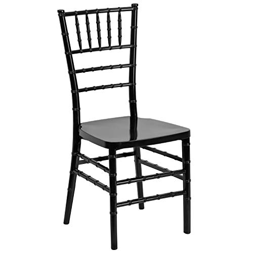 Flash Furniture Hercules 高级系列树脂堆叠 Chiavari 椅子（2 件装），14 英寸，黑色