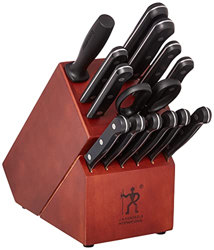 Henckels Solution 厨房刀套装，带刀架，15 件套，黑色/不锈钢