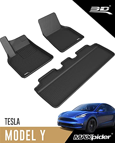 3D MAXpider 适用于 Tesla Model Y 2021 的全天候地垫 Custom Fit Ca...