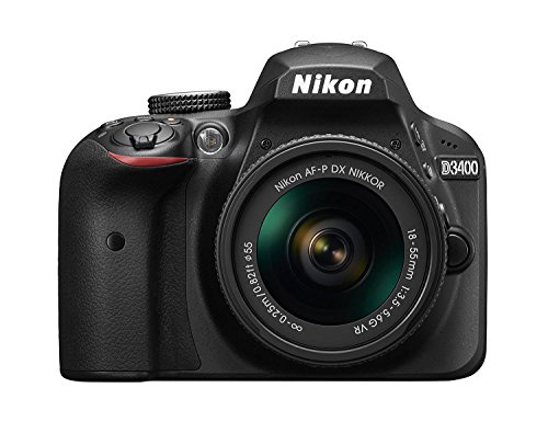 Nikon D3400单反相机带AF-P DX尼克尔18-55mm f / 3.5-5.6G VR镜头-黑色（认证翻新）