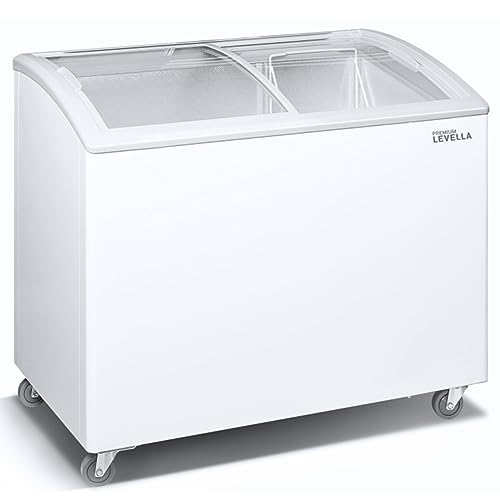 PremiumLevella Chest Freezer with Curved Glass Top