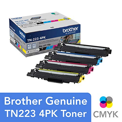 Brother 真正的标准型硒鼓四盒装TN223 4PK-黑色，青色，品红色和黄色硒鼓各包括一个墨盒，标准量，...