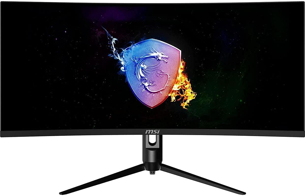 MSI Optix MAG342CQR 1500R 曲率 21:9 长宽比 窄边框 1ms 3440 x 1440 (UWQHD) 144Hz 刷新率 倾斜/旋转/高度/枢轴调节 34' AMD Freesync 游戏曲面显示器，黑色