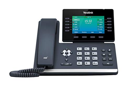 Yealink T54W IP 电话，16 个 VoIP 帐户。 4.3 英寸彩色显示屏。 USB 2.0、802.11ac Wi-Fi、双端口千兆以太网、802.3af PoE、不含电源适配器 (SIP-T54W)