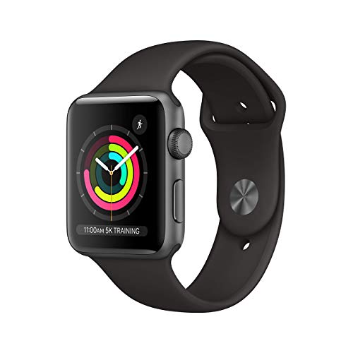 Apple 手表系列 3（GPS，38 毫米）- 深空灰色铝制表壳搭配黑色运动表带（更新）