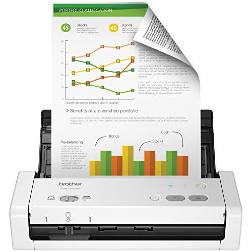 Brother Printer Brother无线便携式紧凑型台式扫描仪，ADS-1250W，易于使用，快速的扫描速度，是家庭，家庭办公室或移动专业人士的理想之选