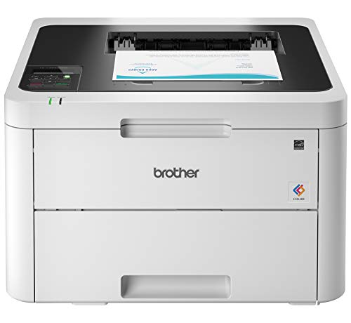 Brother 紧凑型数字彩色打印机通过无线打印和双面打印提供激光打印机质量结果，白色