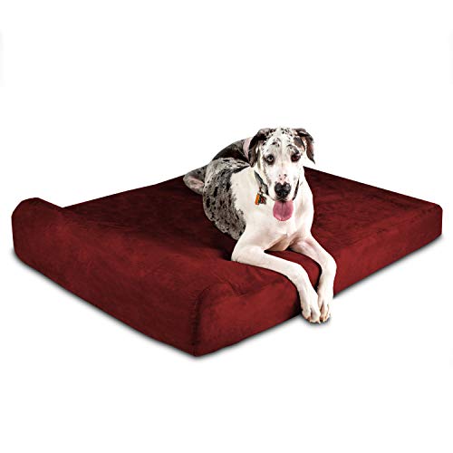 Big Barker 7' 矫形狗床，带枕头（头枕版）|专为大型、超大型和 XXL 尺寸犬种设计的狗床 |可拆卸耐用超细纤维罩 |美国制造
