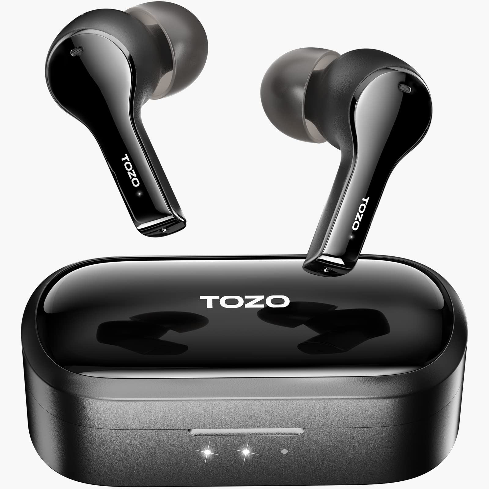 TOZO T9 真无线耳塞环保降噪 4 麦克风通话降噪耳机深重低音蓝牙 5.3 轻便无线充电盒 IPX7 防水耳机黑色