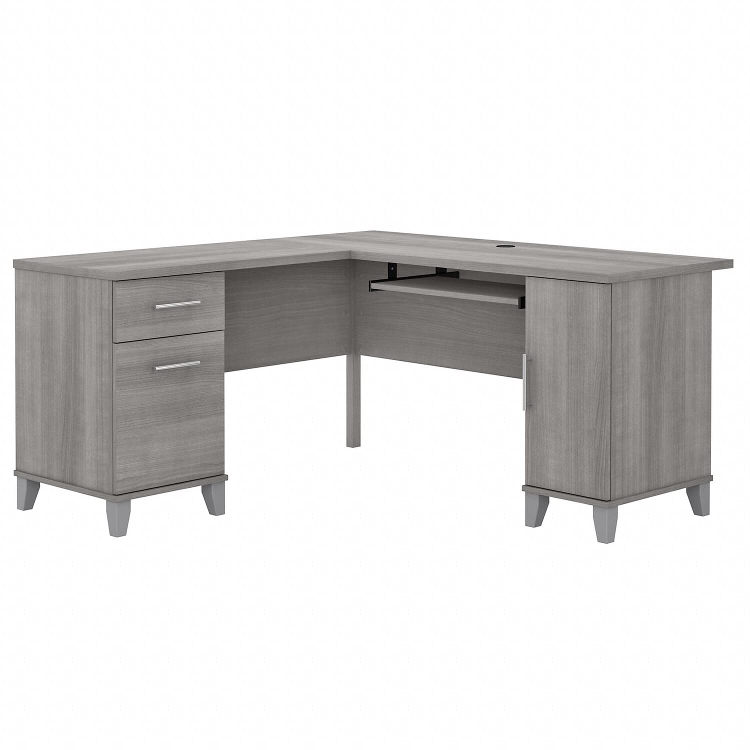 Bush Furniture Somerset 60W L 形书桌带储物 白金灰色...
