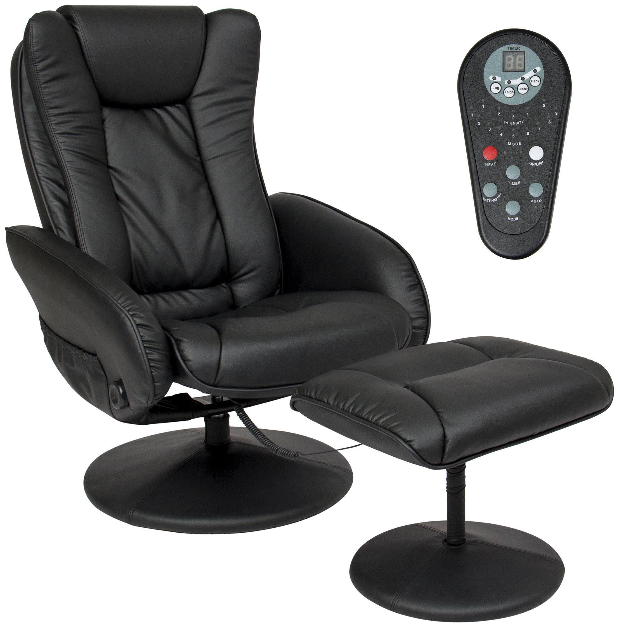 Best Choice Products 带控制功能的PU皮革按摩躺椅奥斯曼帝国，5加热和按摩模式，45磅（黑色）
