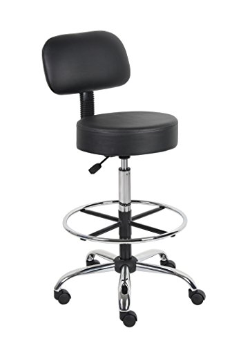 Boss Office Products B16245-BK Be Well 医疗水疗绘图凳（带靠背），黑色