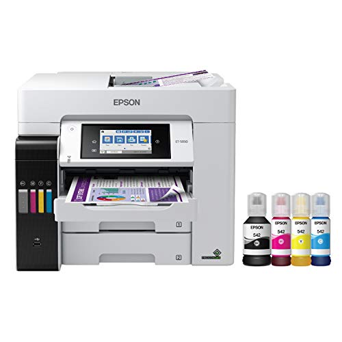 Epson EcoTank Pro ET-5850无线彩色多合一超级墨盒打印机，带有扫描仪，复印机，传真和以太...