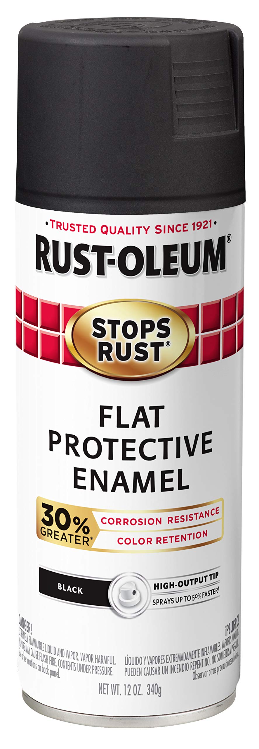 Rust-Oleum 338948 高级防锈喷漆，纯黑色，12 盎司