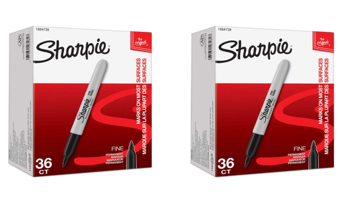 Sharpie 永久记号笔，细尖，黑色，36 支 - 2 支装