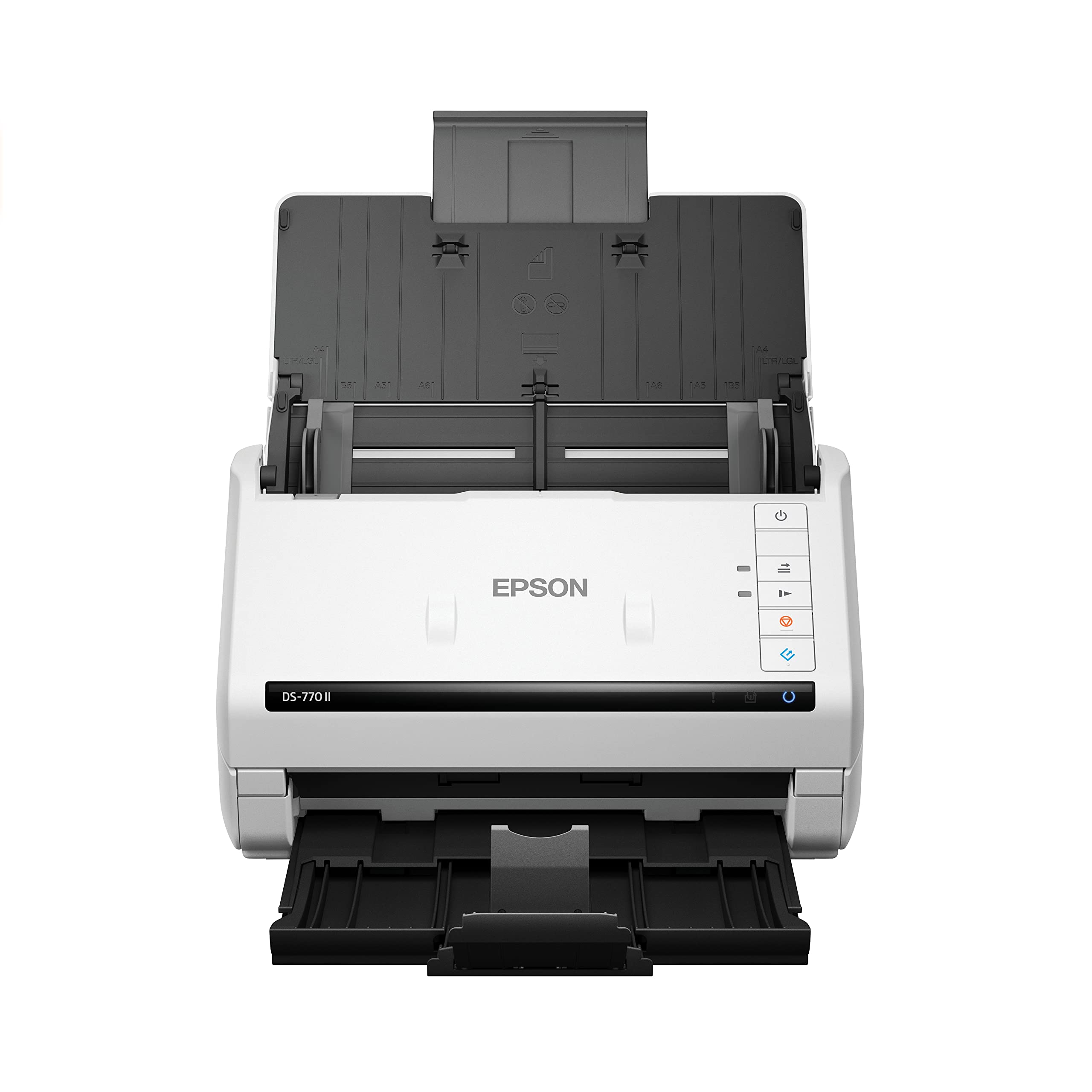 Epson DS-770 II 彩色双面文档扫描仪适用于 PC 和 Mac，配有 100 页自动文档进纸器 (ADF)、Twain 和 ISIS 驱动程序