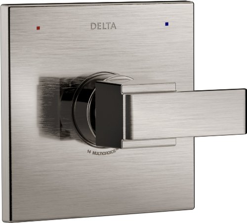 Delta Faucet Ara 14 系列单功能淋浴手柄阀门装饰套件，不锈钢 T14067-SS（不含阀门）...