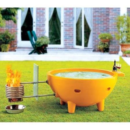 ALFI brand FireHotTub-OG圆形着火的便携式户外玻璃纤维均热浴缸，橄榄绿色