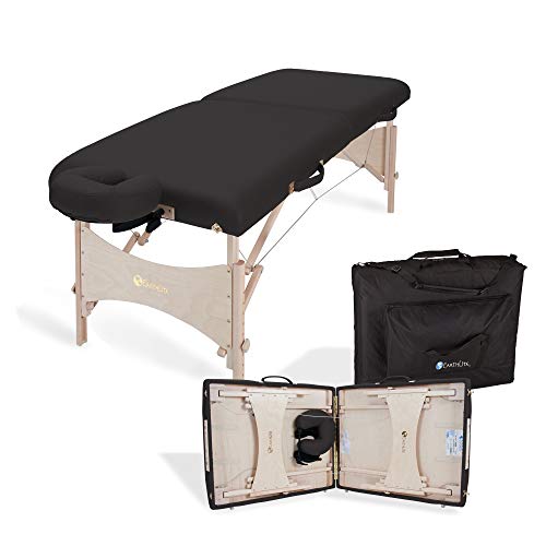Earthlite 便携式按摩床 HARMONY DX - 可折叠理疗/治疗/拉伸床，环保设计，硬枫木，超级舒适，包括。面部支架和手提箱（30 英寸 x 73 英寸）