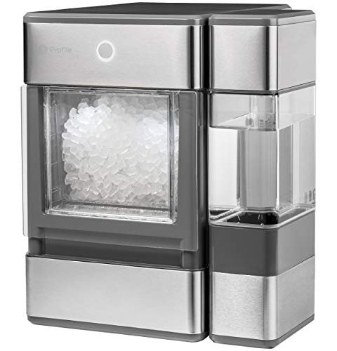 GE 蛋白石简介 |带侧罐的台面 Nugt 制冰机 |便携式制冰机重达 24 磅。每天冰块 |不锈钢表面处理...