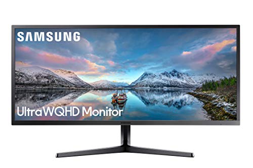 Samsung 34 英寸 SJ55W 超宽游戏显示器 (LS34J550WQNXZA) - 75Hz 刷新、WQHD 电脑显示器、3440 x 1440p 分辨率、4ms 响应、FreeSync、分屏、HDMI、黑色