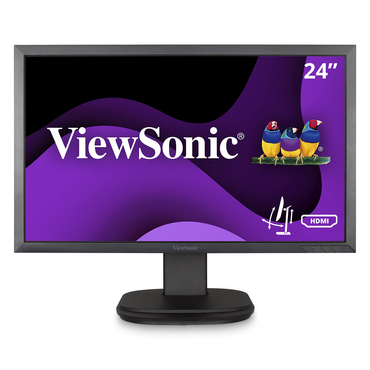 Viewsonic VG2439SMH 24 英寸 1080p 人体工学显示器，带 HDMI DisplayPort 和 VGA，适合家庭和办公室，黑色
