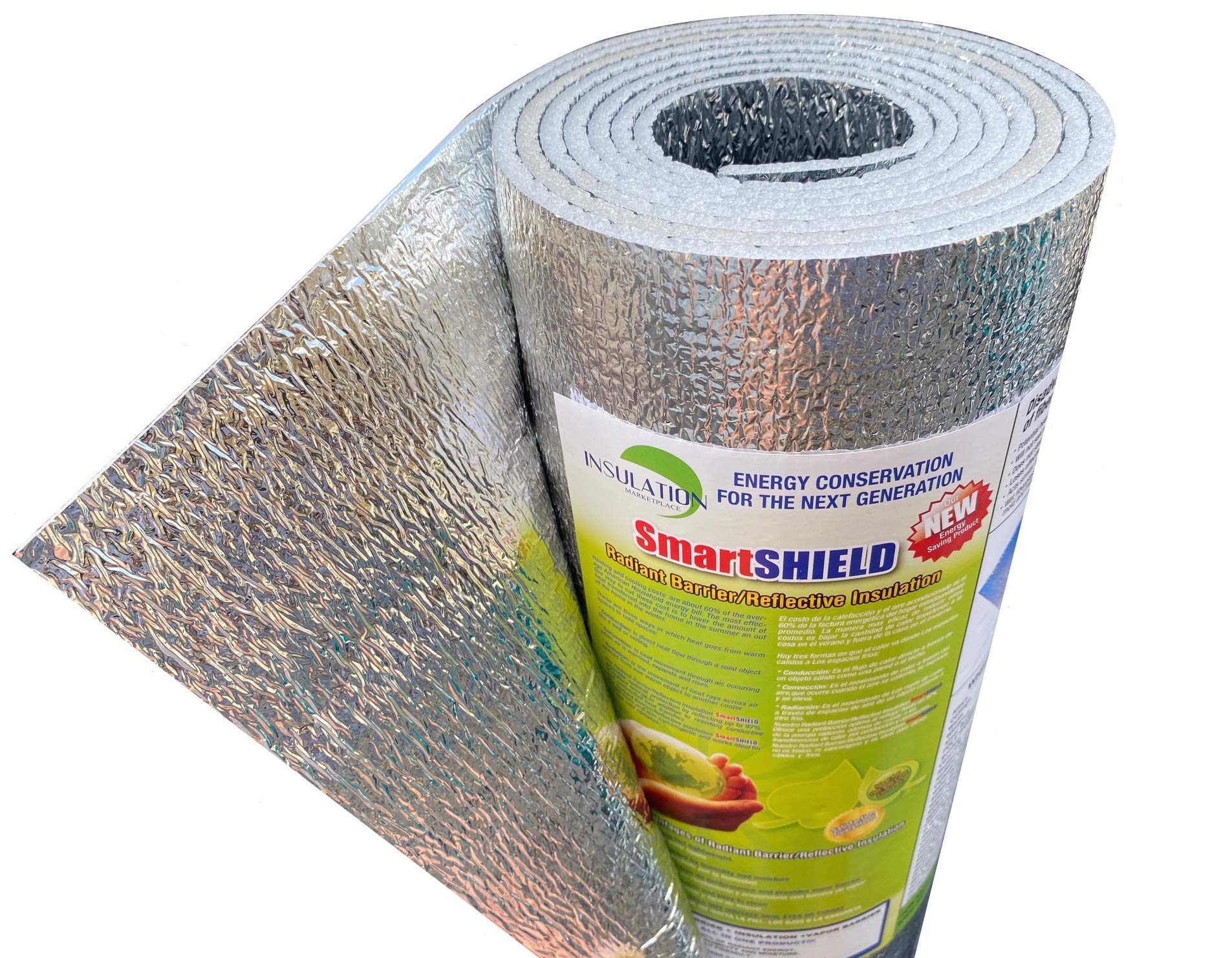 INSULATION MARKETPLACE SmartSHIELD -3mm 24''x10Ft 反射绝缘卷，泡沫芯辐射屏障，热箔绝缘，商业级