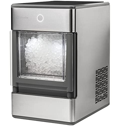 GE 蛋白石简介 |台面 Nugt 制冰机 |便携式制冰机重达 24 磅。每天冰块 |不锈钢表面处理