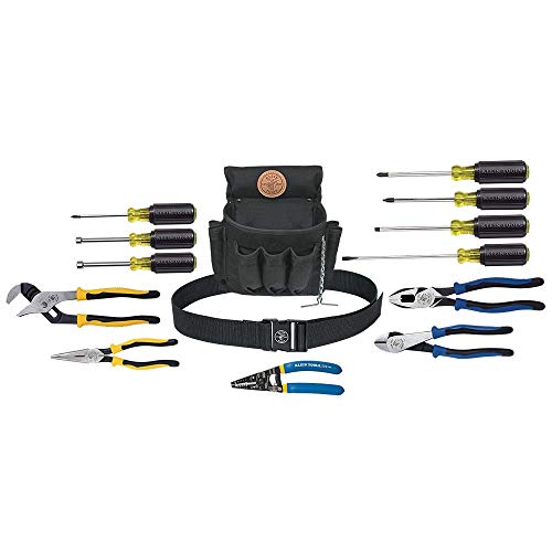 Klein Tools 92914 工具套件，工具套装包括基本工具、袋和腰带，适用于熟练工、巡边员、专业人员和...