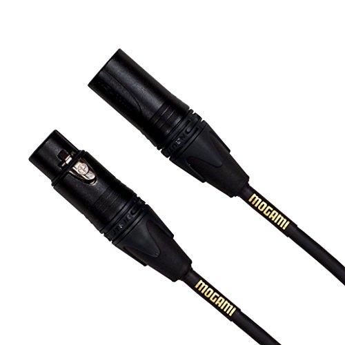 Mogami 金色 Studio XLR 麦克风电缆，XLR 母头到 XLR 公头，3 针，金色触点，直型连接...
