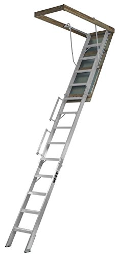 LOUISVILLE LADDER 16 路易斯维尔梯子22.5英寸x 63英寸铝制阁楼梯子，适合10'至12'的天花板高度，可承重350磅，AL228P