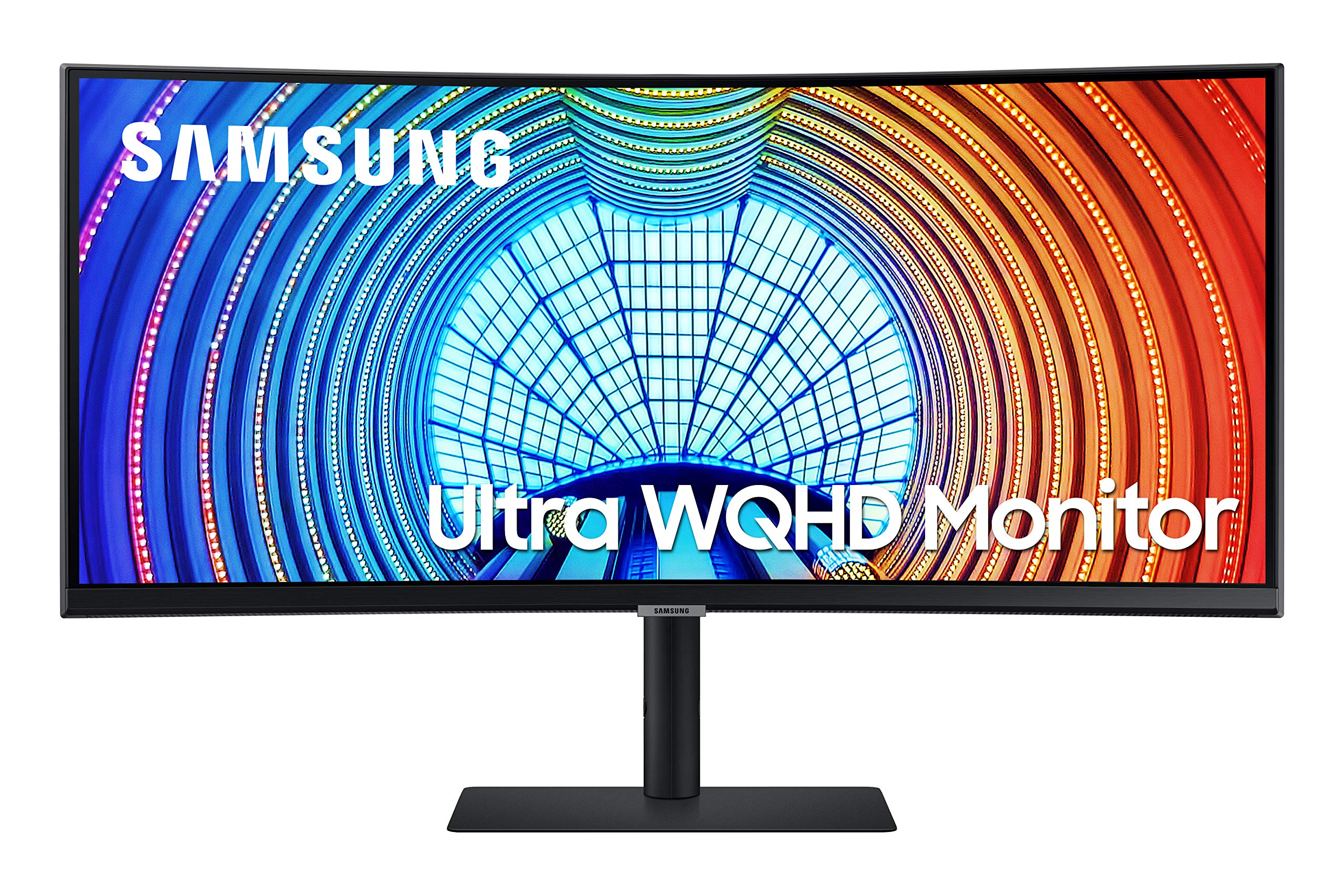 Samsung 34 S65UA 系列电脑显示器，超宽 QHD 屏幕，HDR10，100Hz，曲面，USB-C，可调节支架，智能护眼，LS34A650UXNXGO，黑色