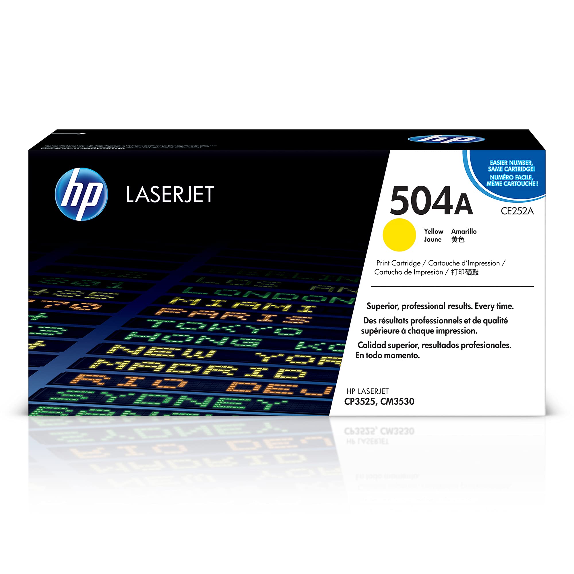 HP 原装504A黄色碳粉盒|适用于 Color LaserJet CM3530、CP3525 系列 | CE...