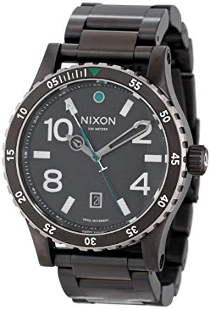 Nixon 男士A277-1421 Diplomat SS黑色/银色/绿色手表