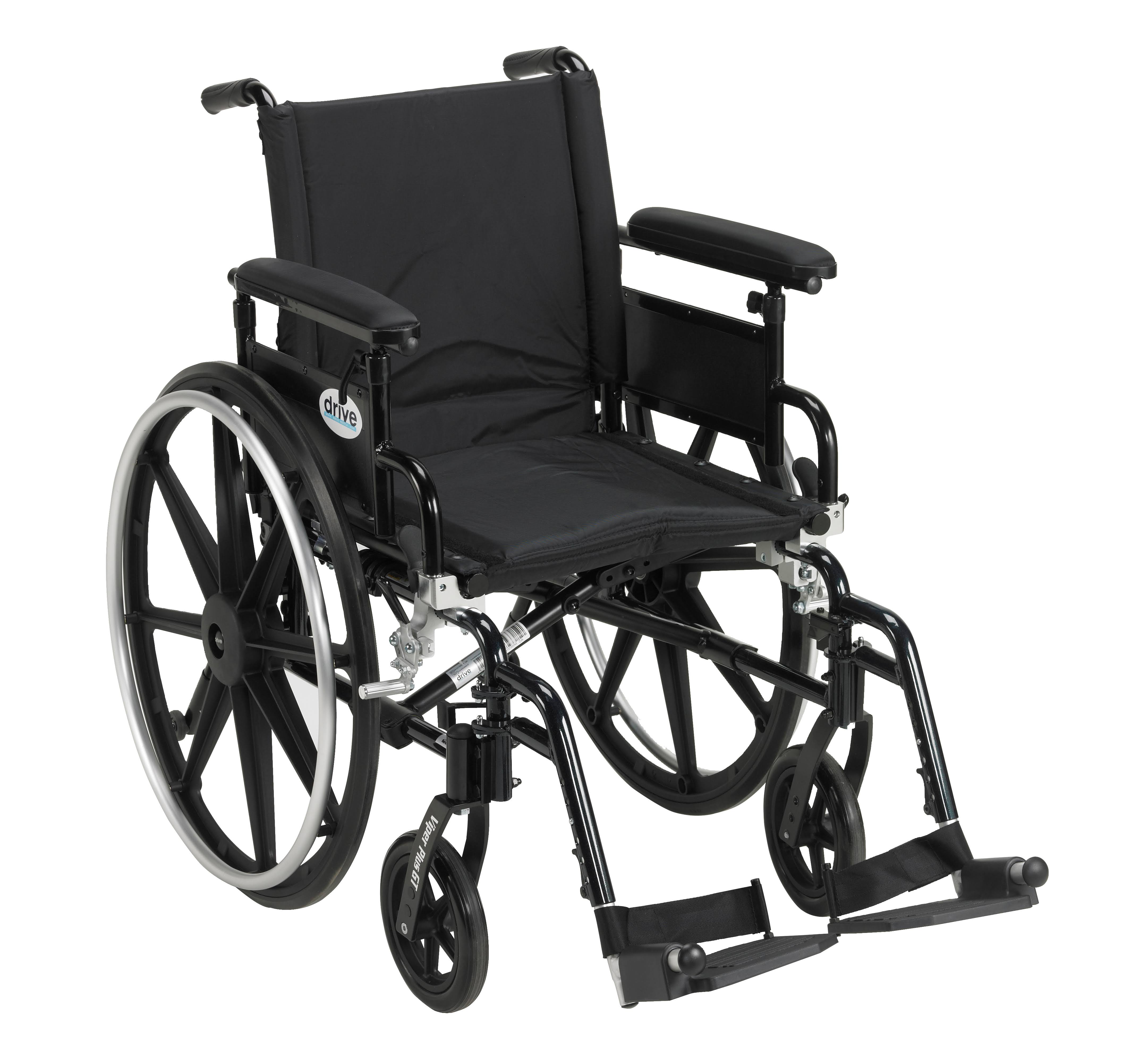 Drive Medical Viper Plus GT轮椅，带有可翻转后背可移动可调全臂，可旋转的脚凳，18'座椅
