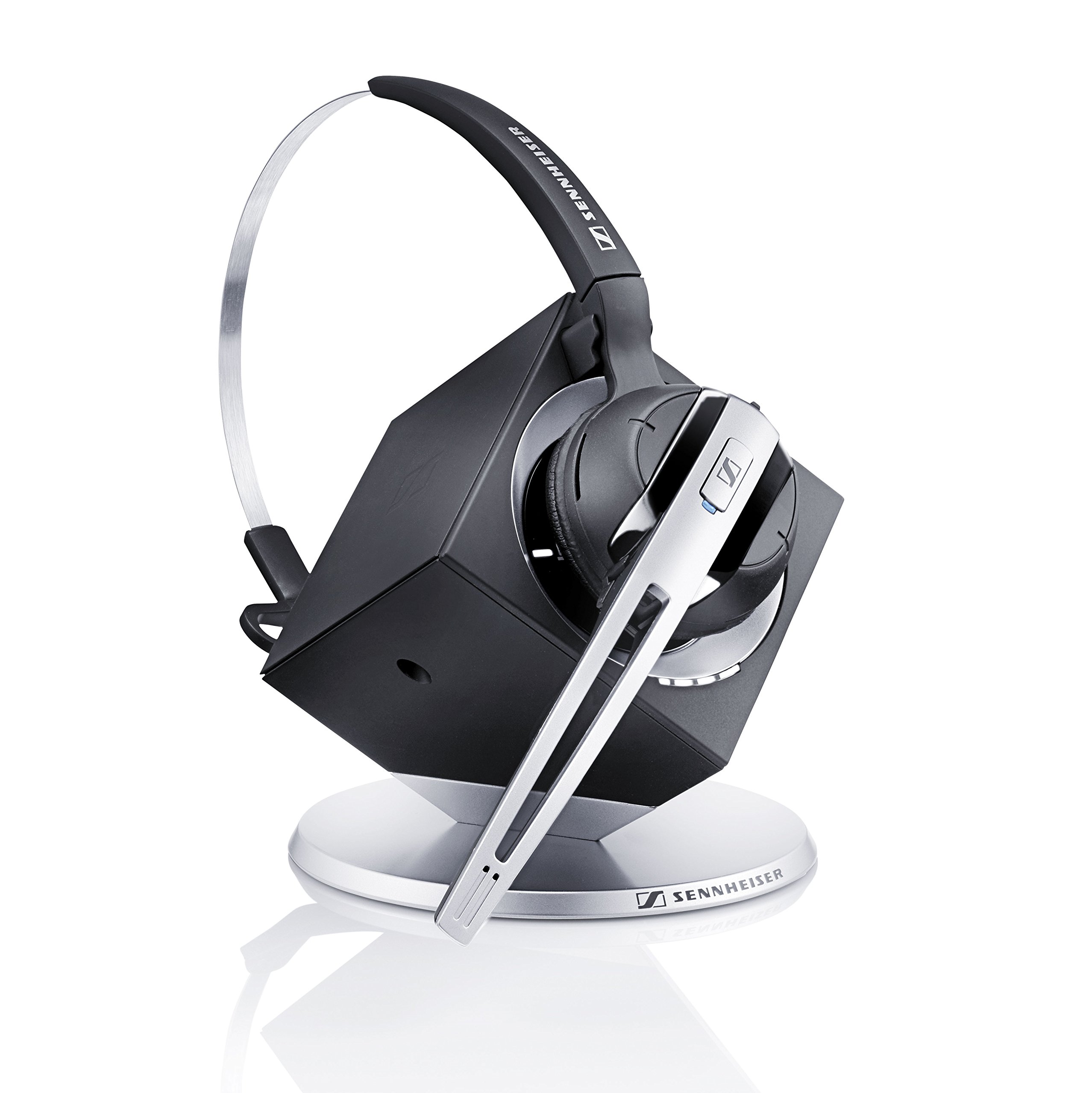 Sennheiser OfficeRunner 可转换无线办公耳机，带麦克风 - DECT 6.0（经典银色）