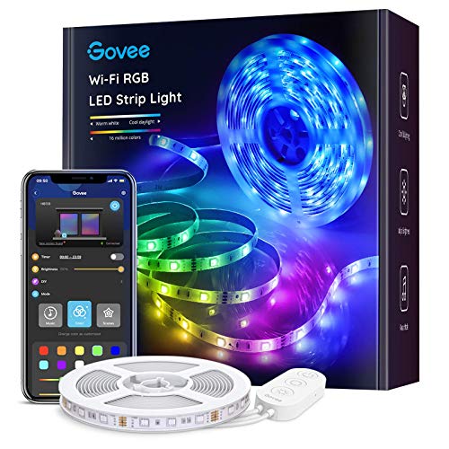 Govee 智能 LED 灯条 WiFi LED 灯条 可与 Alexa 和 Google Assistant 配合使用 多色，带应用程序控制和音乐同步 LED 灯适用于卧室、厨房、电视、派对