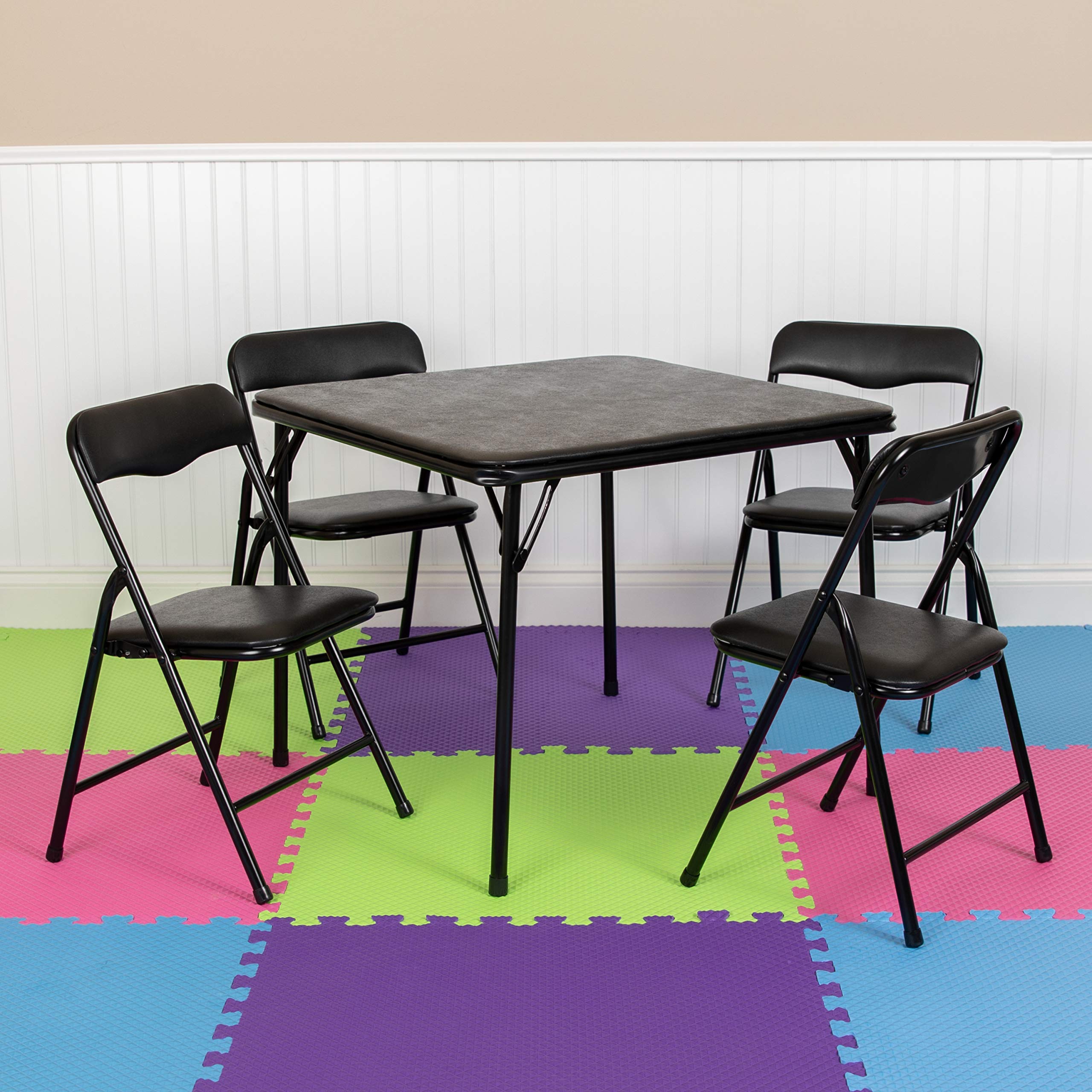 Flash Furniture 儿童黑色折叠桌椅5件套
