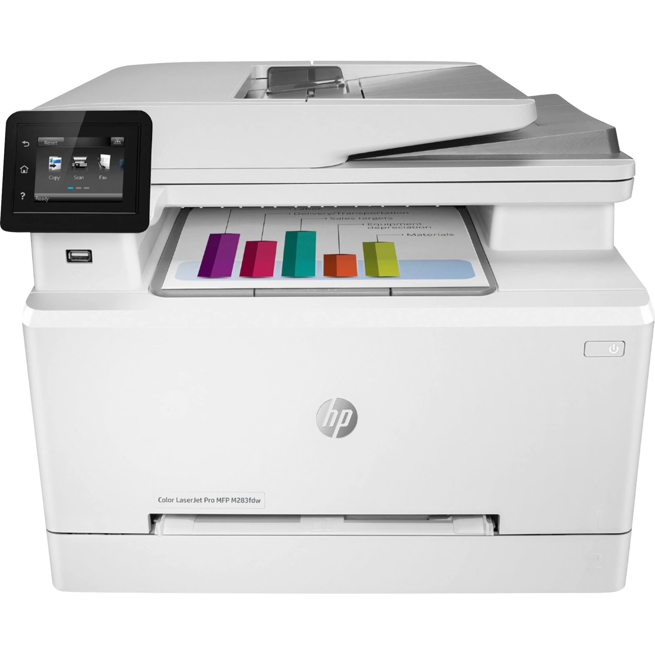 HP Color LaserJet Pro M283fdw 无线一体式激光打印机，远程移动打印、扫描和复印、双...
