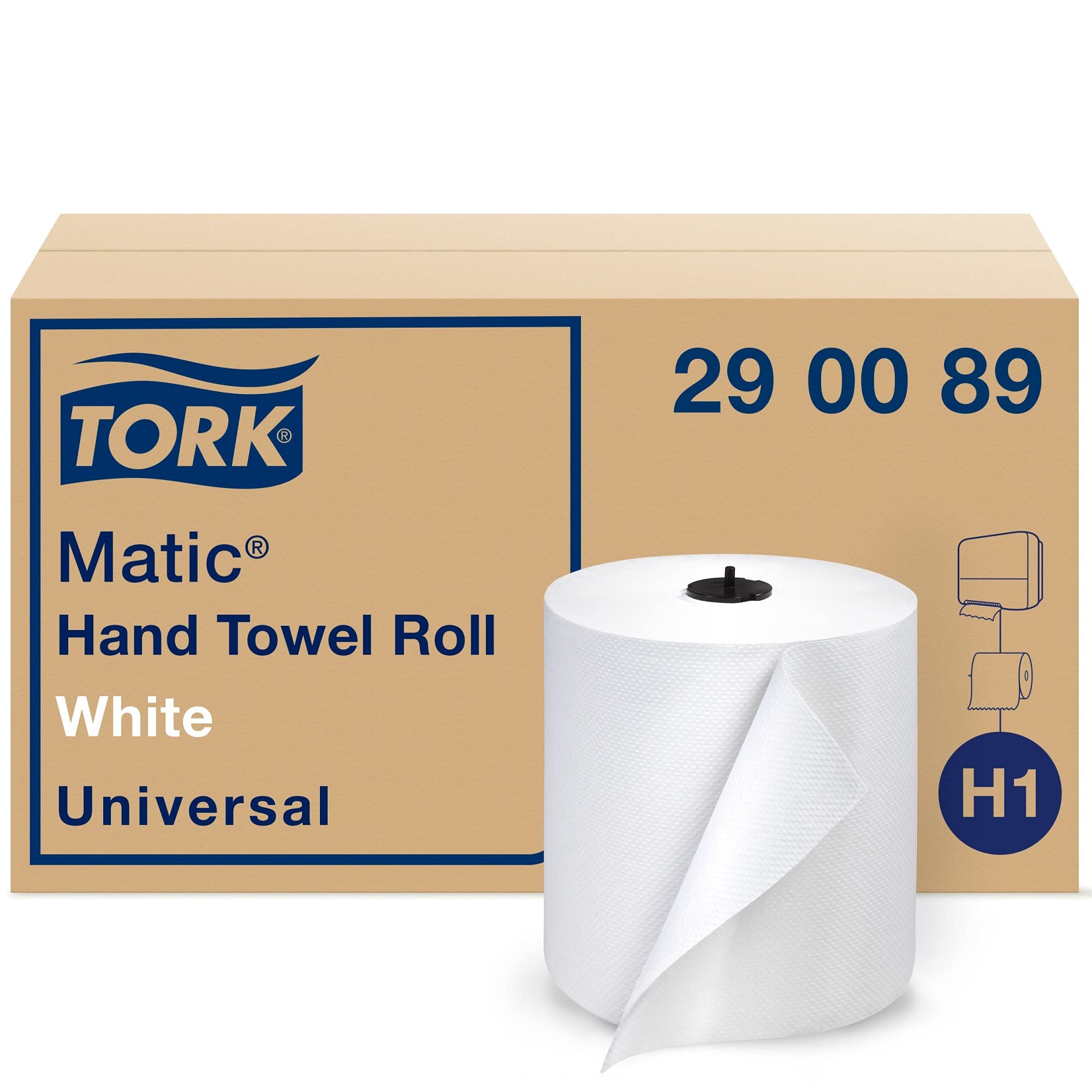 Tork Matic 纸巾卷白色 H1，通用，100% 再生纤维，6 卷 x 700 英尺，290089