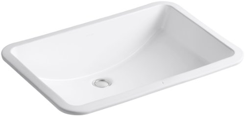 KOHLER 2215-0 Ladena 矩形台下式浴室水槽，带弧形底部，23-1/4' 宽 x 16-1/4...